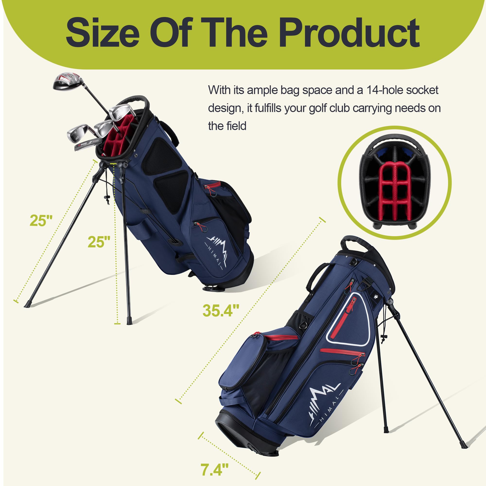 Amazon | GoHimal 14ウェイ軽量ゴルフスタンドバッグ 複数のポケット